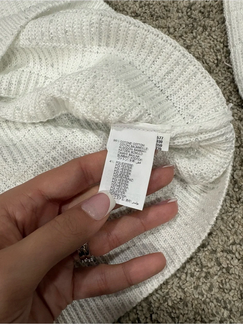Brunello Cucinelli White Sequin Knit Collared Sweater Size S Made in Italy
